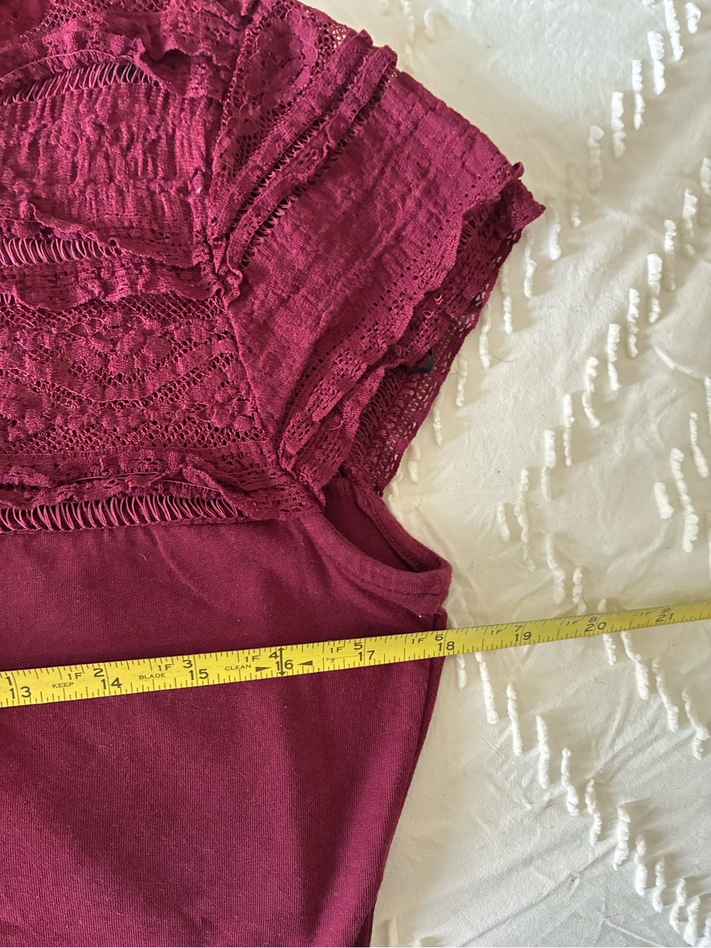 H&M burgundy lace short sleeve summer top. Women large. Boho cowgirl - Picture 5 of 6